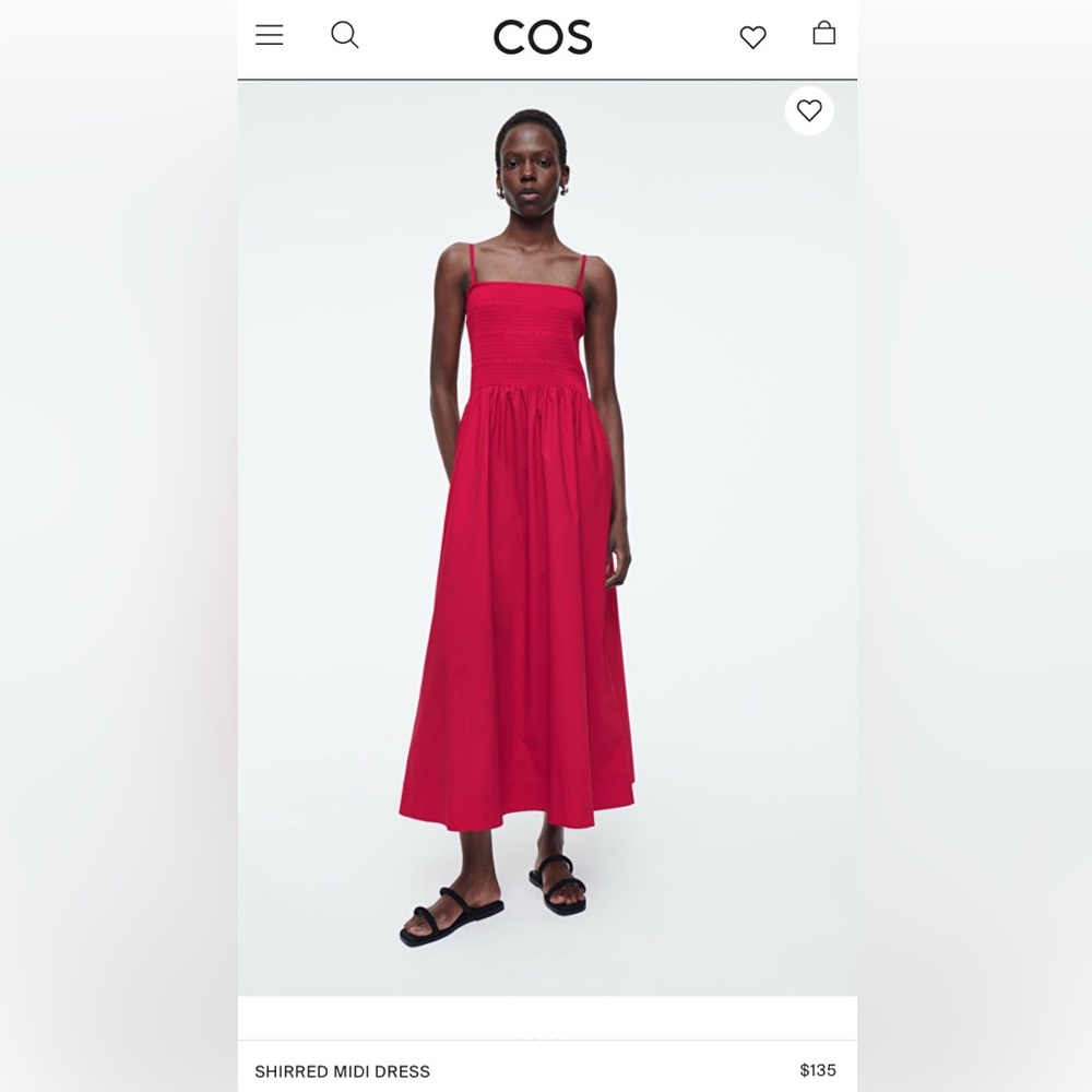 COS Red Sleeveless Square Neck Sundress